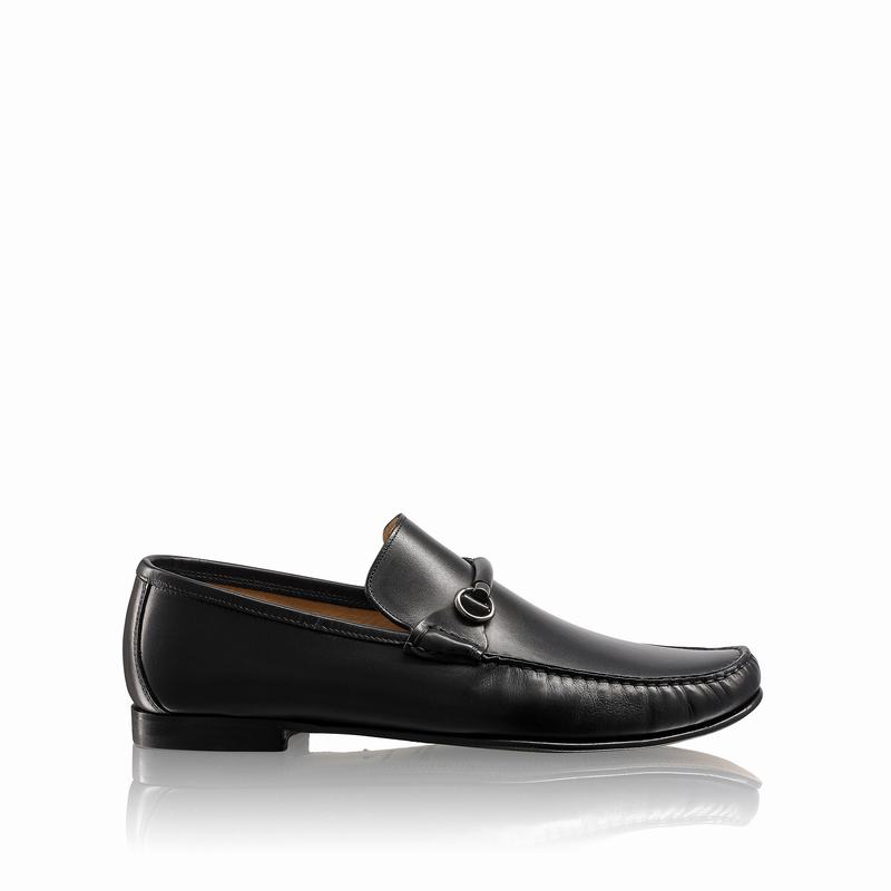 Russell & Bromley Misty Mens Snaffle Trimmed Loafers Black |MNZ8013IR|